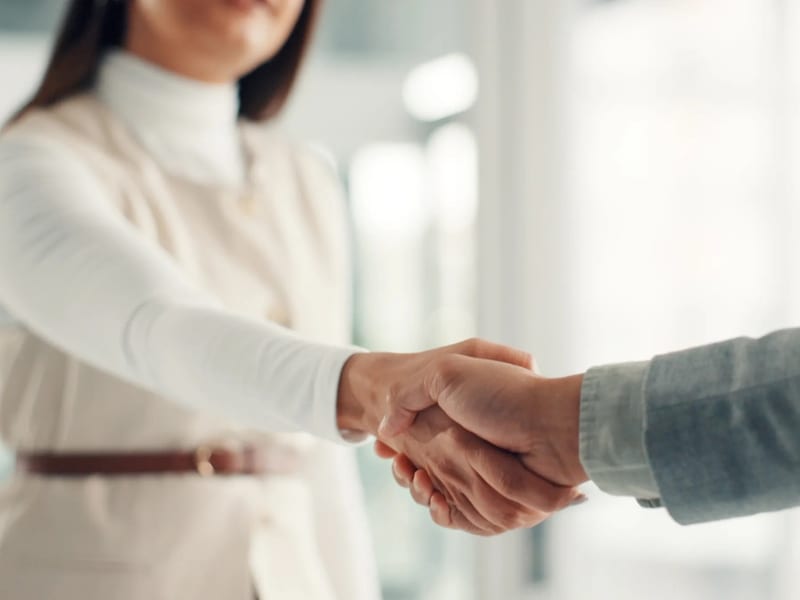 Professional business partnership handshake